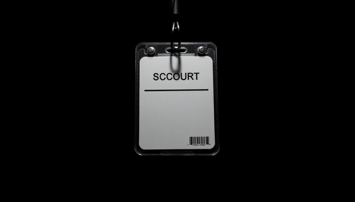 An extreme close-up photograph of a school security badge, its details obscured by harsh, direct flash lighting against a dark background, conveying a sense of investigation and seriousness around a troubling incident.