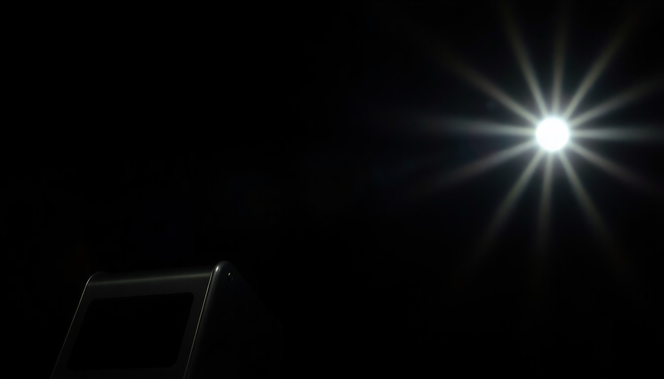 An extreme close-up of a security checkpoint metal detector, its metallic surface and intricate details sharply illuminated by a harsh, direct flash of light, conveying the serious, investigative nature of the incident.