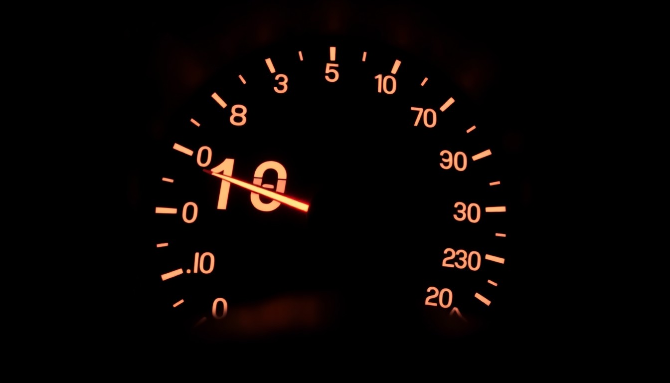 An extreme close-up photograph of a car speedometer needle pegged at 106 mph, creating a stark, gritty, investigative aesthetic without any text or symbols.