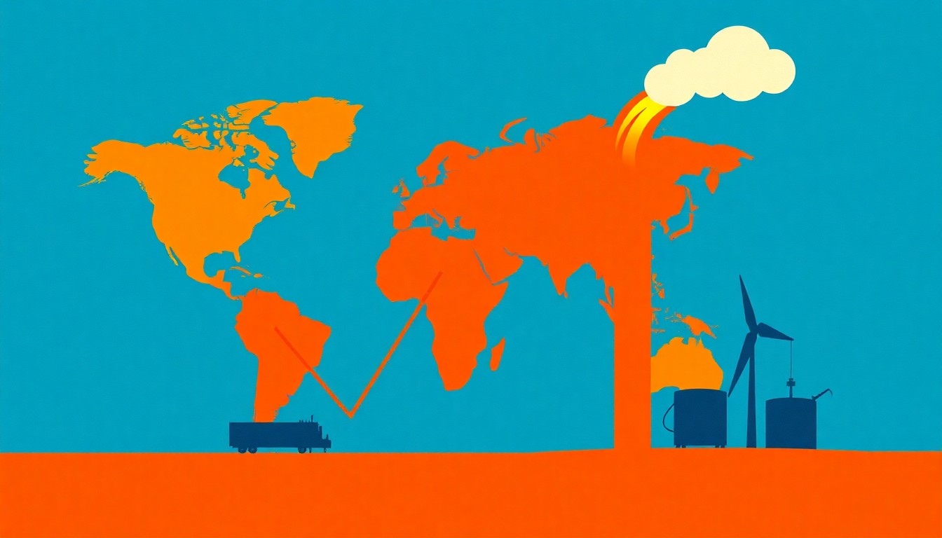 A bold, geometric illustration in primary colors, representing the volatility and disparity in the UK's energy markets, with no text or identifiable elements.