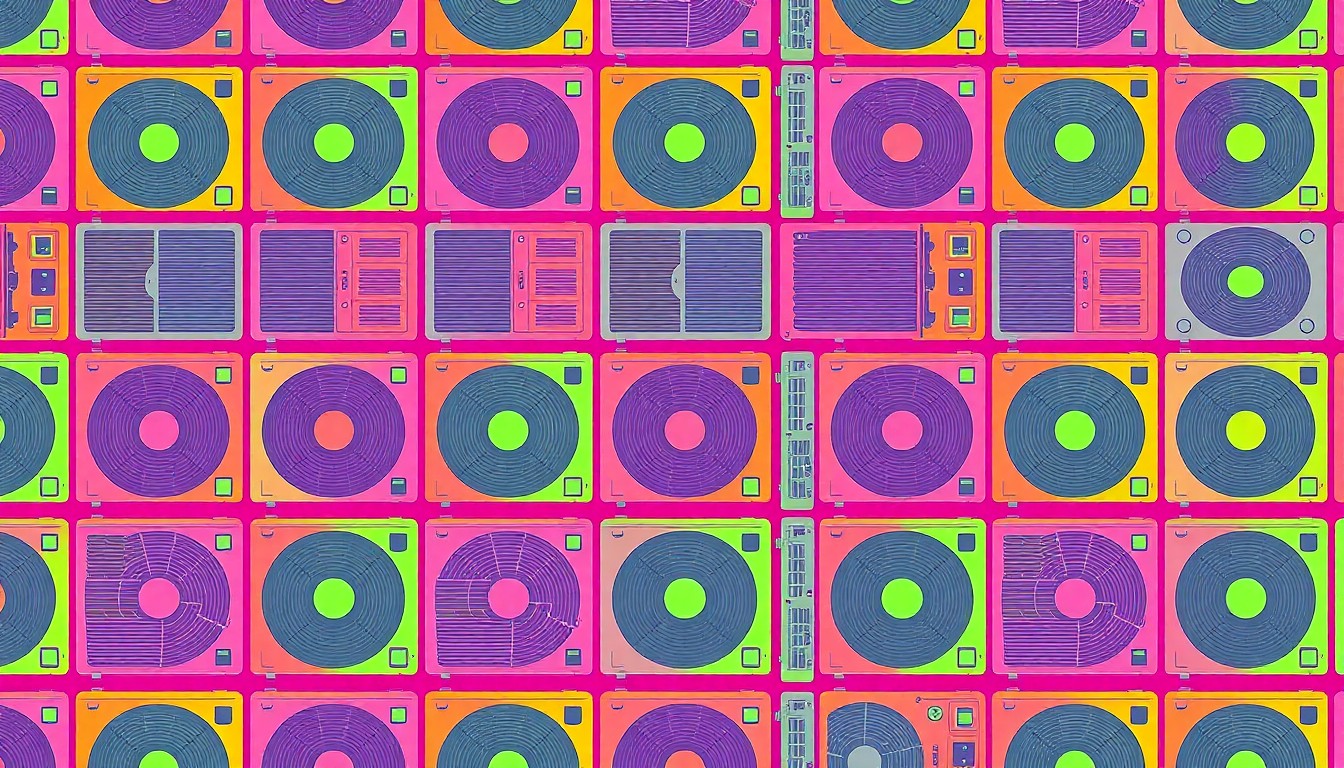 A brightly colored, high-contrast silkscreen print of an air conditioning unit repeated in a tight grid pattern, conceptually representing the recognition of an HVACR educator's work.