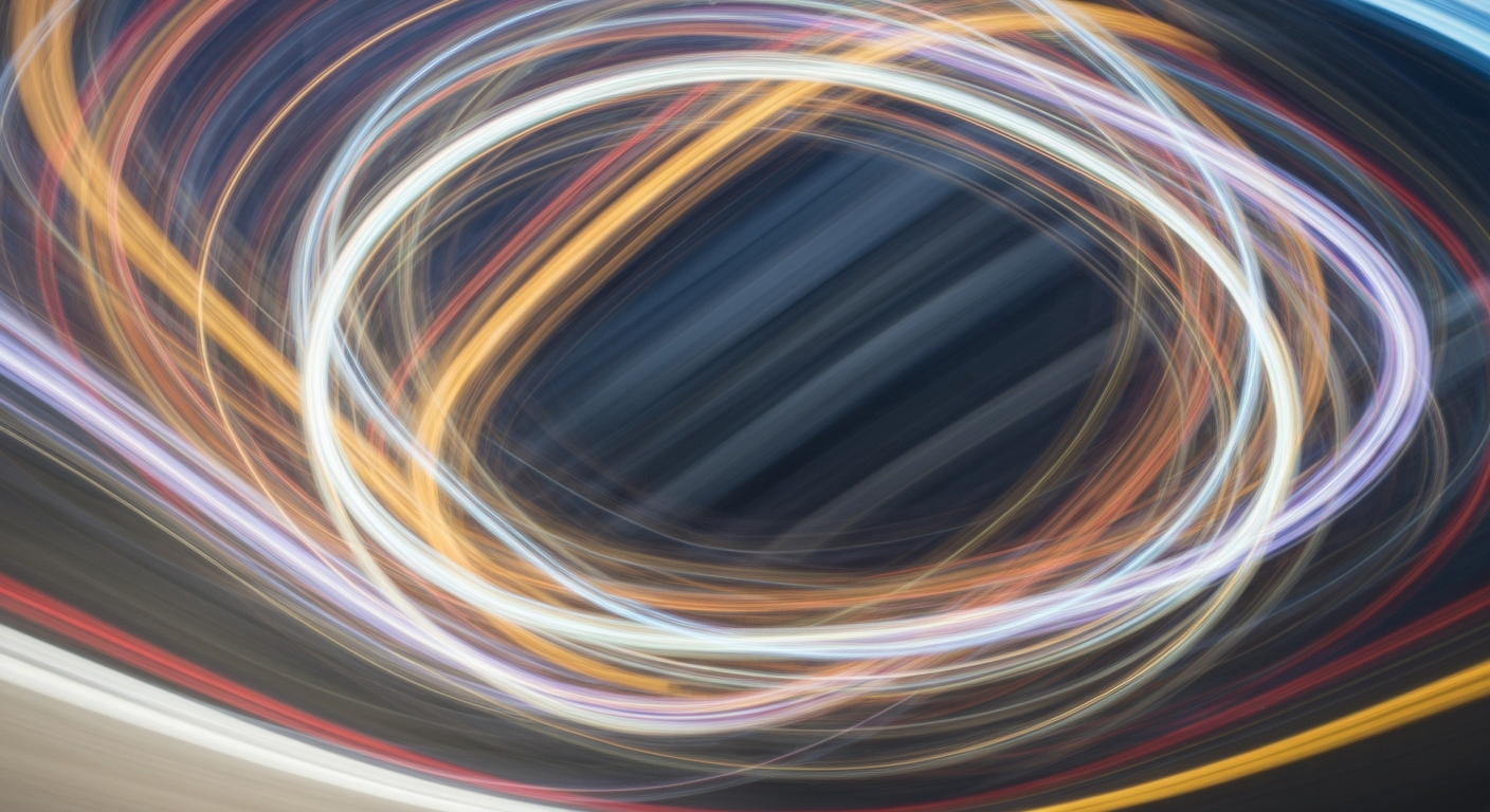 An abstract, colorful image featuring sweeping, blurred lines that represent the movement of a hybrid vehicle, conveying a sense of speed and modern engineering.