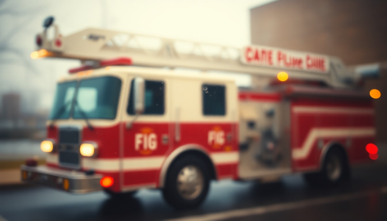 An extremely abstracted, out-of-focus photograph in warm, muted tones representing the legacy of a longtime fire chief, with no discernible details or identifiable elements.