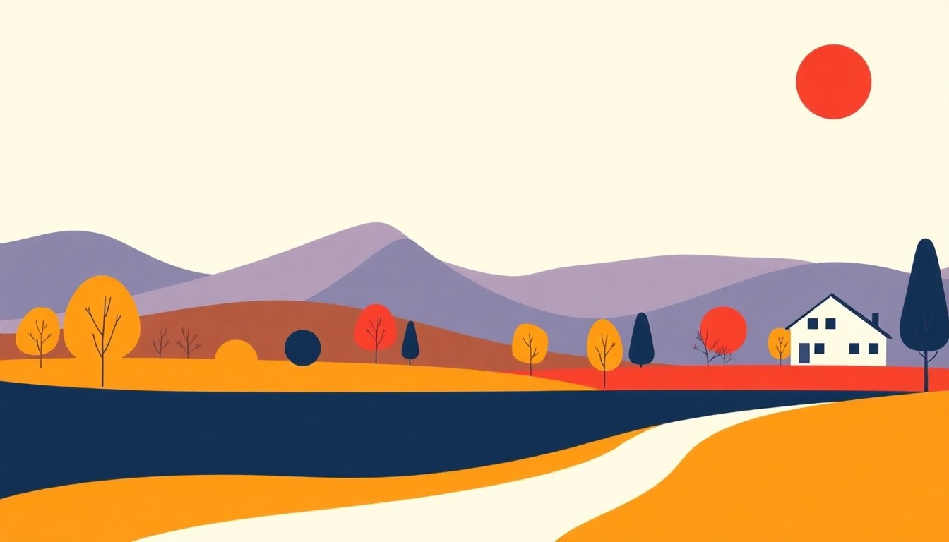 A vibrant, abstract illustration composed of overlapping triangles and circles in shades of blue, red, and yellow, conceptually representing the evolving nature of retirement and work in the United States.