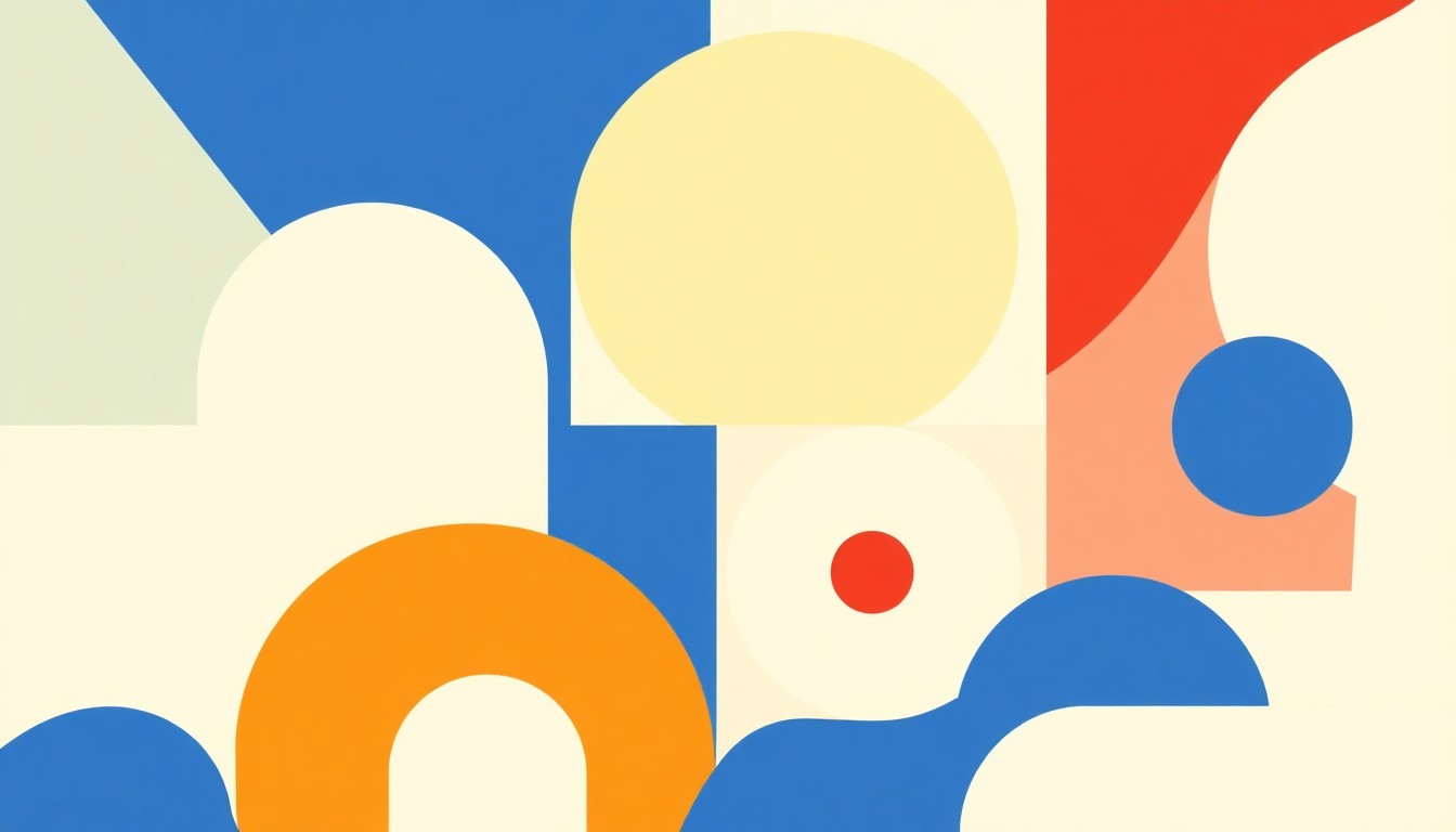 A vibrant abstract illustration composed of intersecting triangles and circles in shades of blue, green, and orange, conceptually representing the interconnected nature of community-driven economic initiatives.