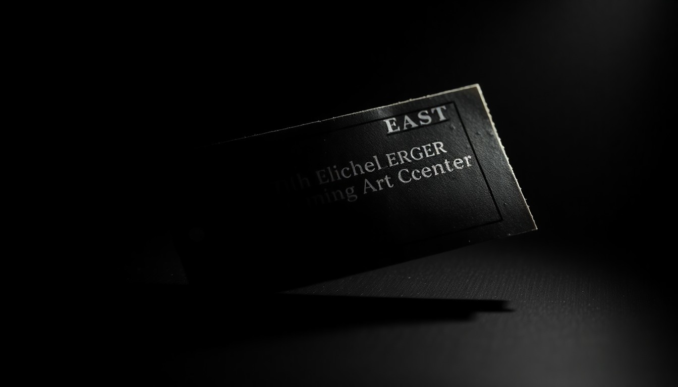 An extreme close-up photograph of a crumpled theater ticket stub, the edges slightly blurred by the harsh flash, conceptually representing the investigation into alleged abuse at the Eichelberger Performing Arts Center.