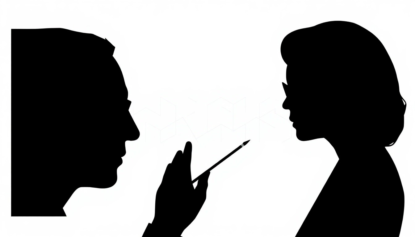 A bold, abstract composition of jagged geometric shapes and heavy black silhouettes, conceptually representing the final season of the HBO series Hacks and its central character's struggle to cement her legacy as a pioneering female comedian.