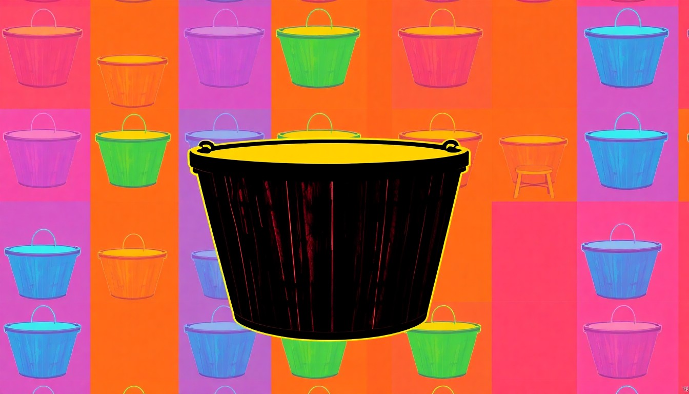 A brightly colored, high-contrast silkscreen print of a wooden sauna bench repeated in a tight grid pattern, using flat, unnatural neon colors and heavy black outlines to transform an everyday wellness item into modern pop art.