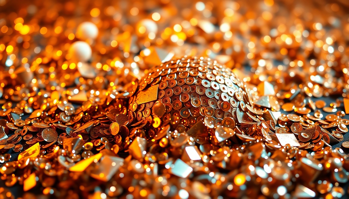 An abstract close-up image of shimmering, reflective sequins and glittering disco ball fragments, capturing the glamorous, high-energy spirit of a major awards show.