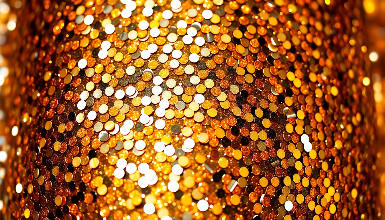 An extreme close-up of shimmering, high-contrast sequins and shattered glass textures, conceptually representing the glitz and energy of a major K-pop comeback.