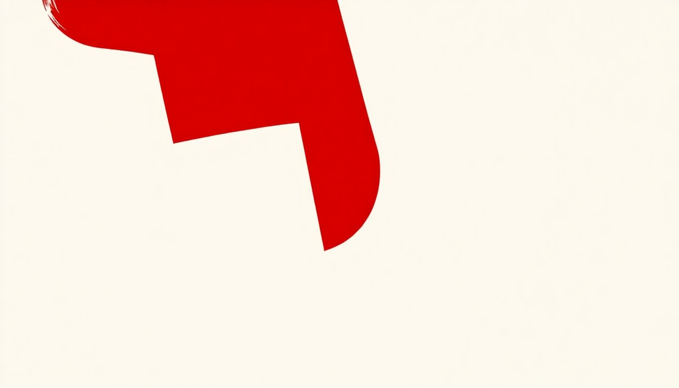 An abstract, minimalist illustration featuring bold, jagged shapes in contrasting red and white tones, conceptually representing the high-stakes drama and ever-changing storylines of the soap opera genre.