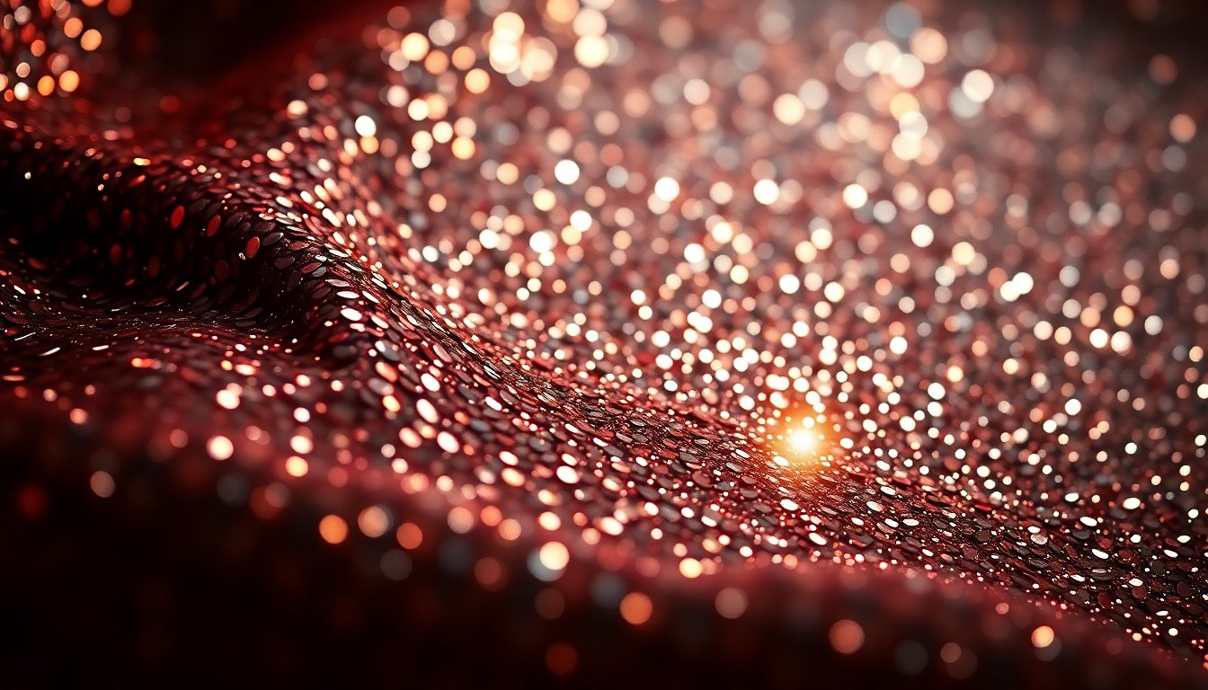 An extreme close-up of a luxurious, high-contrast texture such as glittering sequins or shattered disco glass, conceptually representing the glamour and high-fashion aesthetic of the entertainment industry as Soderbergh explores the use of AI in his upcoming projects.