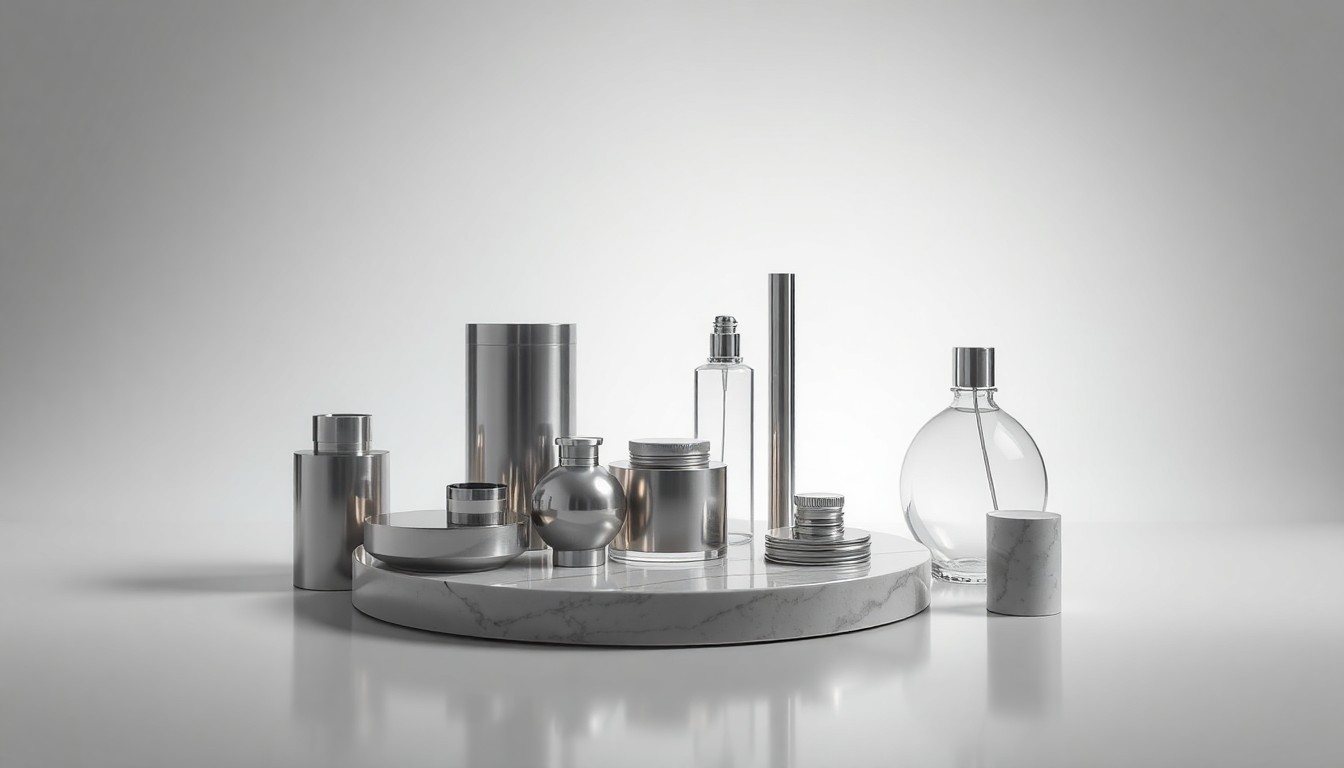 A high-end, photorealistic studio still-life photograph featuring a collection of premium, polished objects arranged elegantly on a clean, monochromatic background, conceptually representing the abstract corporate forces that led to the Tin Building's closure.