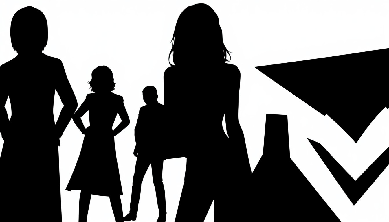 An abstract, minimalist illustration featuring sharp, jagged black silhouettes against a stark white background, conceptually representing the uncertainty surrounding Manon Bannerman's future with the pop group Katseye.