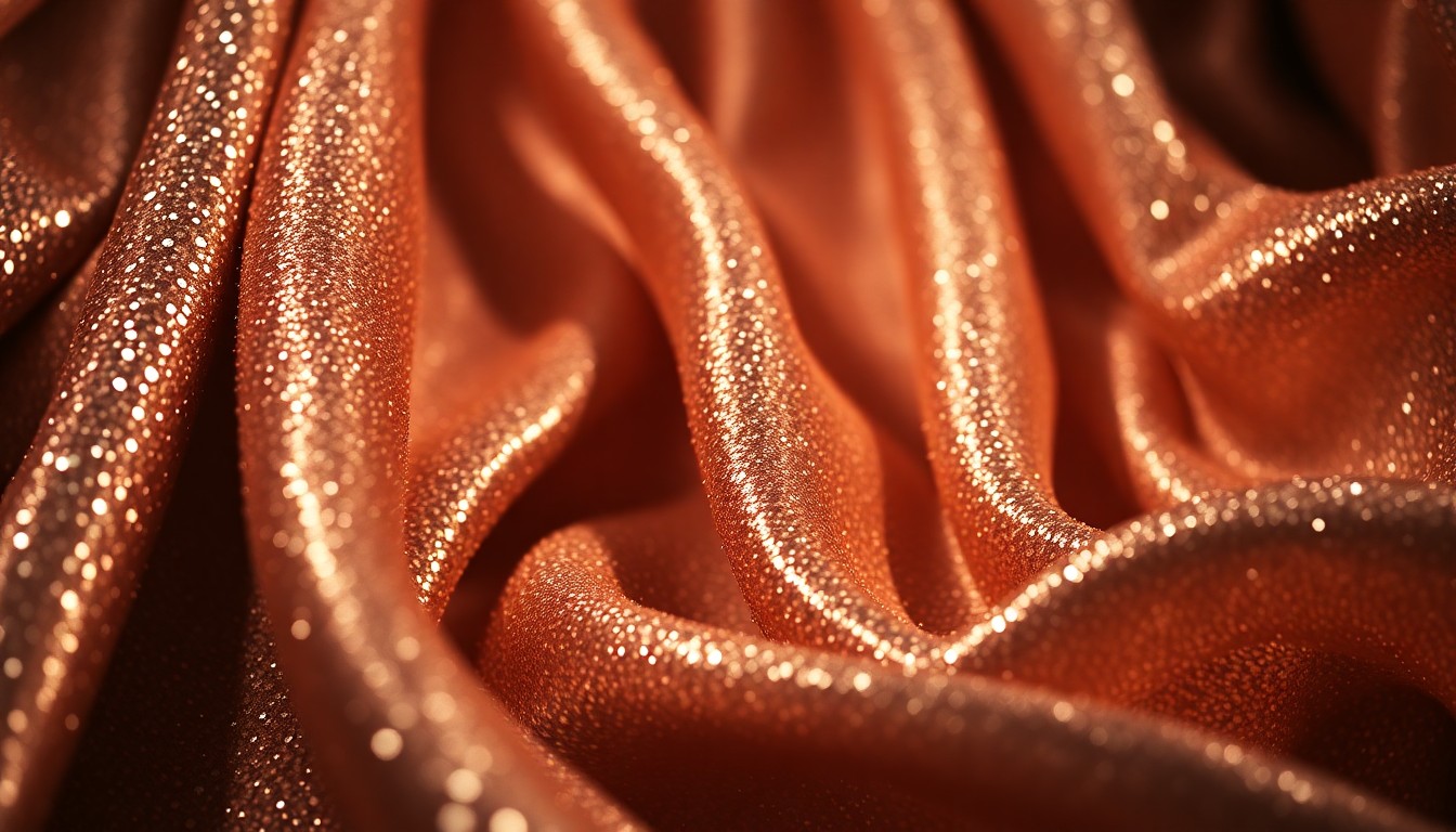 An extreme close-up photograph of shimmering, sequined fabric in high-contrast studio lighting, conceptually representing the glitz and glamour of celebrity culture.