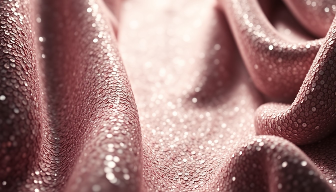 An extreme close-up of shimmering, textured fabric in vibrant colors, conceptually representing the glamour and energy of a celebrity birthday celebration.