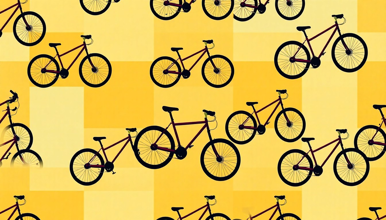 A bold, colorful silkscreen print featuring a single bicycle icon repeated in a grid pattern, using a high-contrast, neon color palette to transform the everyday object into a modern pop art piece that captures the spirit of Utah's outdoor recreation economy.