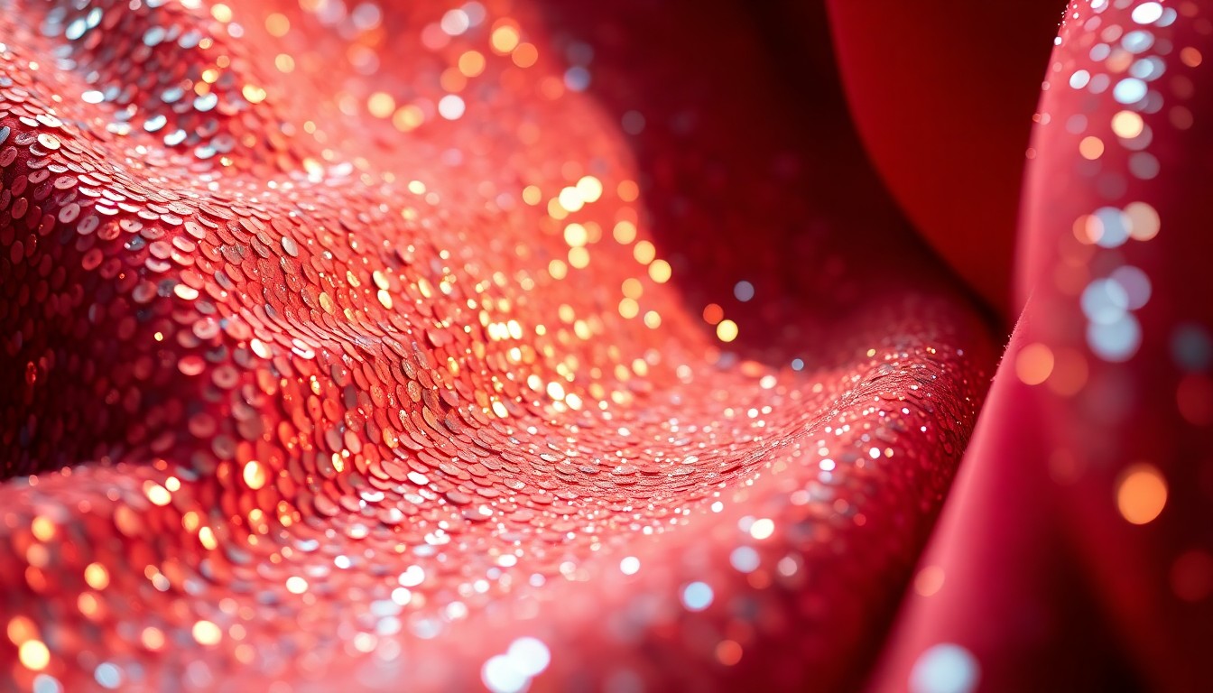 An extreme close-up of shimmering, high-contrast sequins and velvet textures, conceptually representing the glamour and emotional depth of the mother-son road trip film.