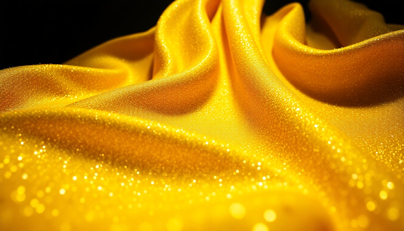 An extreme close-up of a luxurious, glittering sari fabric in dramatic, high-contrast studio lighting, capturing the opulent, celestial essence of the Ramayana epic.