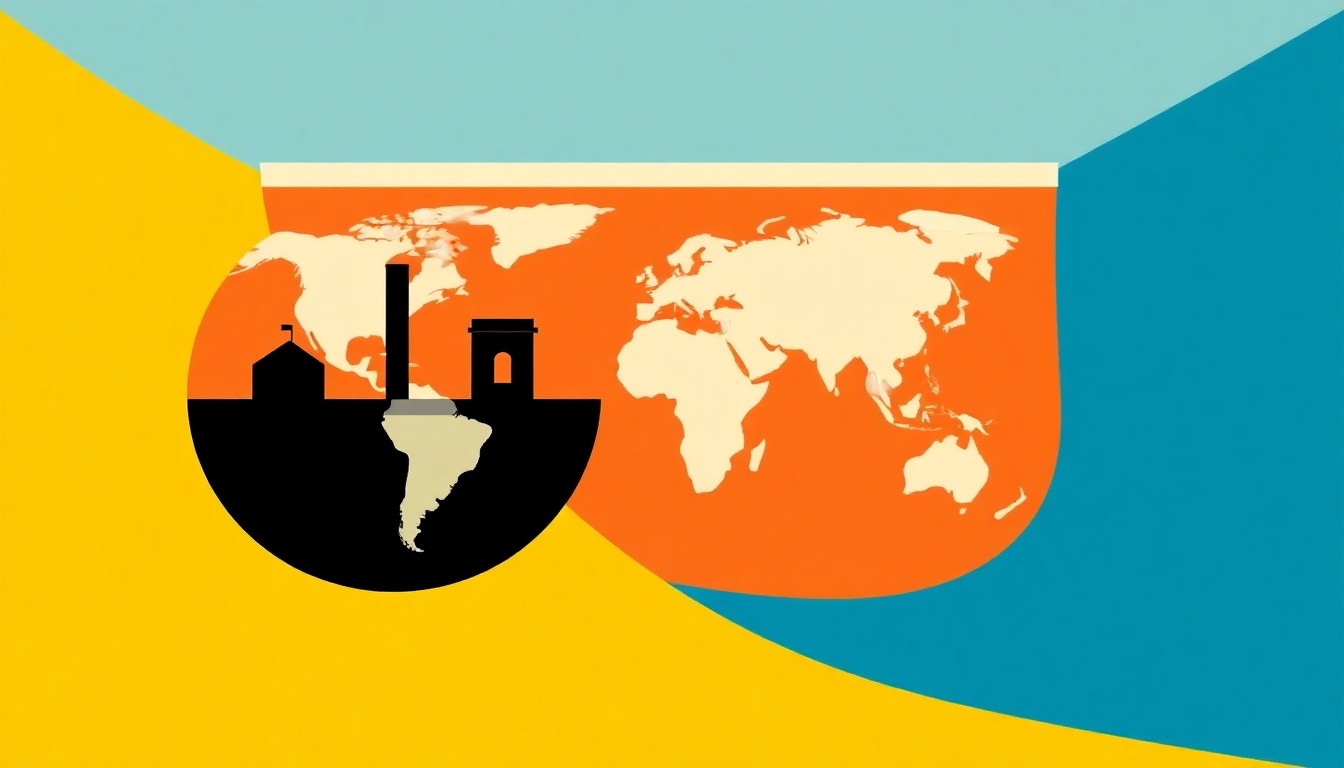 An abstract illustration composed of overlapping triangles and circles in shades of blue, red, and yellow, conceptually representing the complex interplay of global oil supply, demand, and geopolitical risks.