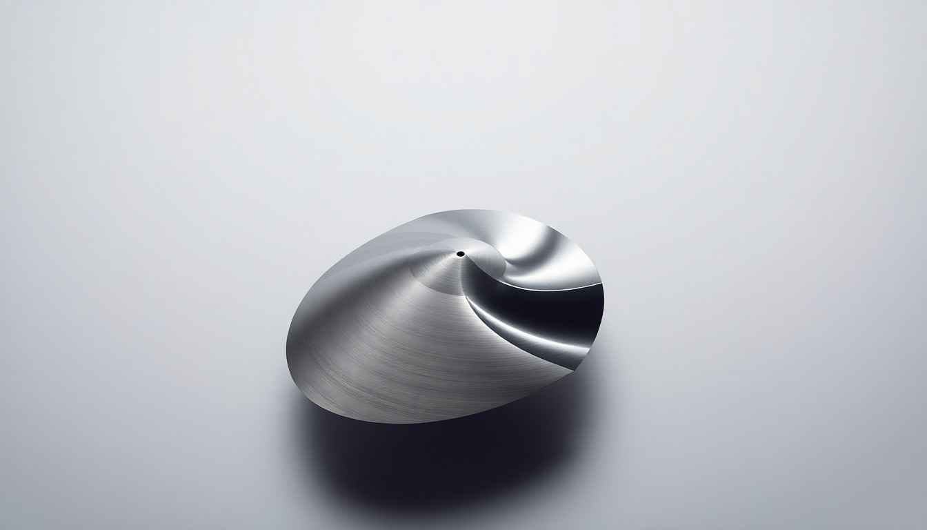 A close-up photograph of a polished metal aircraft component, such as a turbine blade or control surface, arranged elegantly on a clean, monochromatic background, conceptually representing Daher's commitment to precision engineering and quality.