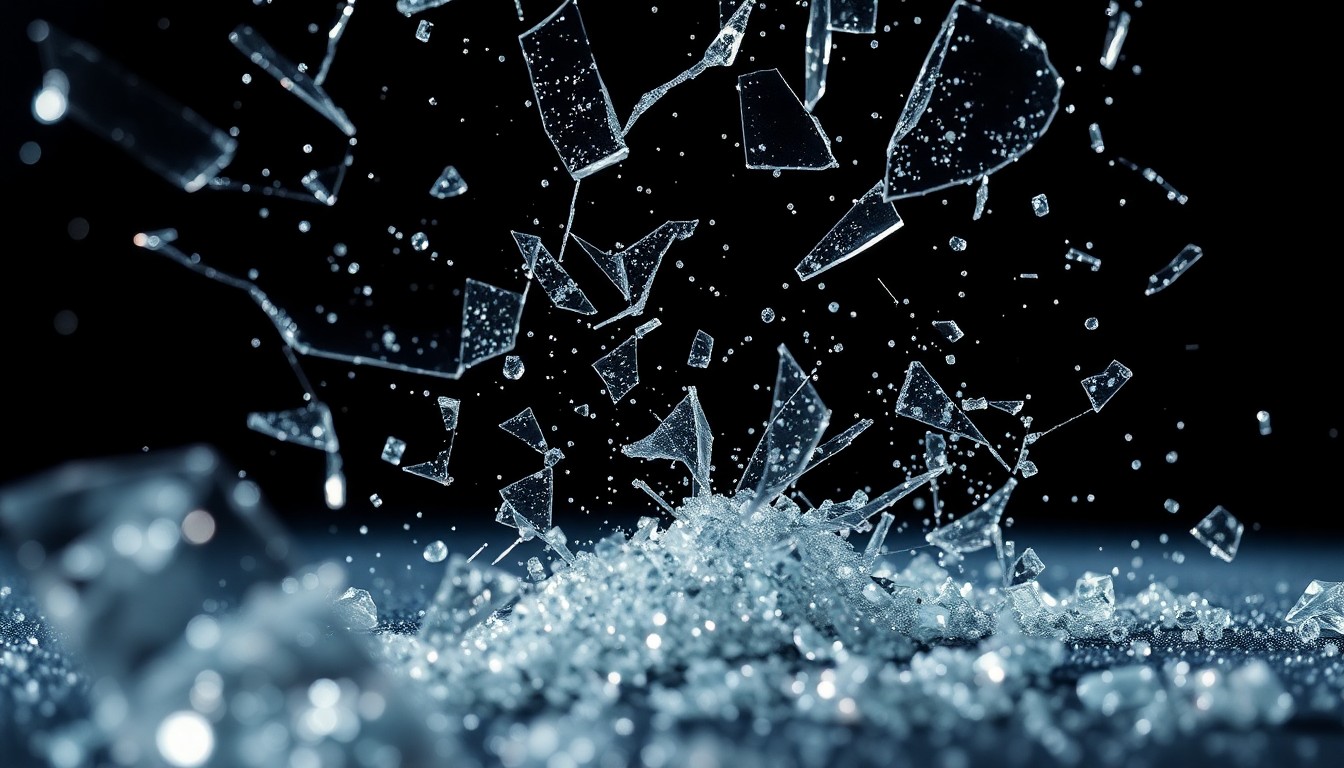 An abstract close-up image of shattered glass and glittering sequins, captured in dramatic, high-contrast studio lighting, conveying the tension and controversy surrounding the private messages at the heart of this legal dispute.