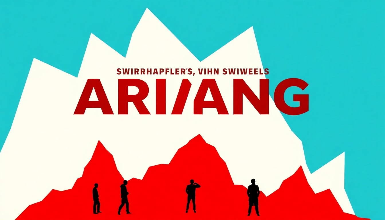 An abstract, minimalist illustration featuring bold, jagged geometric shapes in contrasting black and red, conceptually representing the global chart dominance of the BTS album 'ARIRANG.'