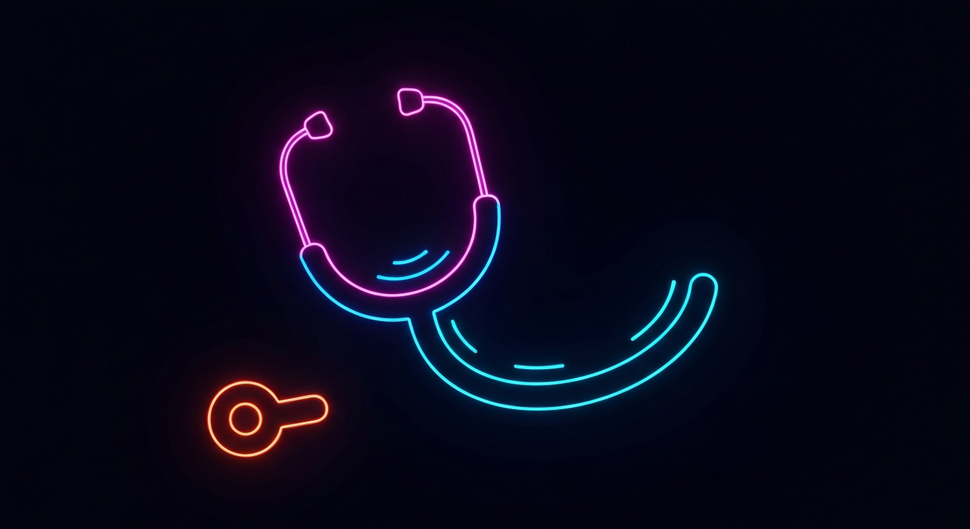 A glowing, vibrant neon outline of a stethoscope or other medical instrument against a dark background, conceptually representing the healthcare-related focus of this story about Native Hawaiian scholarship programs.