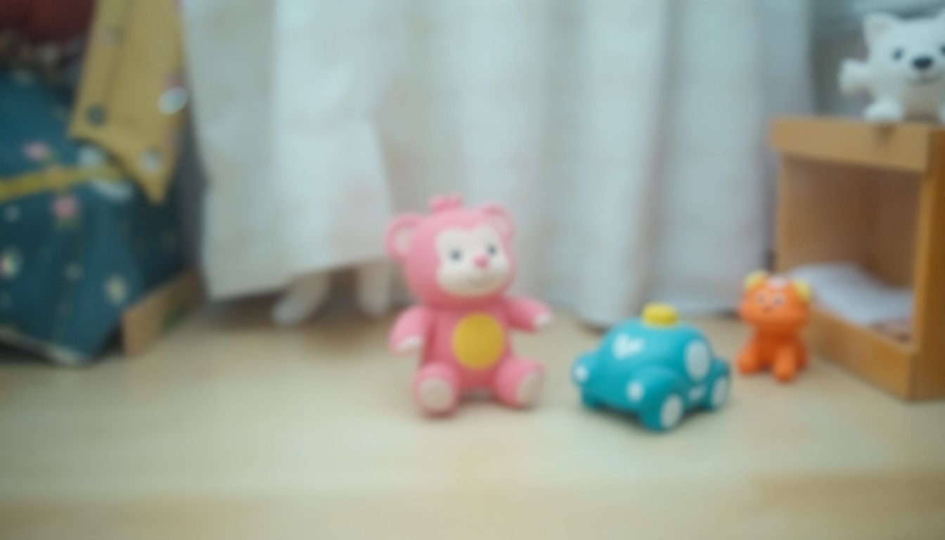 An extremely blurred and abstracted photograph of a child's toy or other everyday object associated with childhood, conveying a sense of innocence and the need to protect young lives.