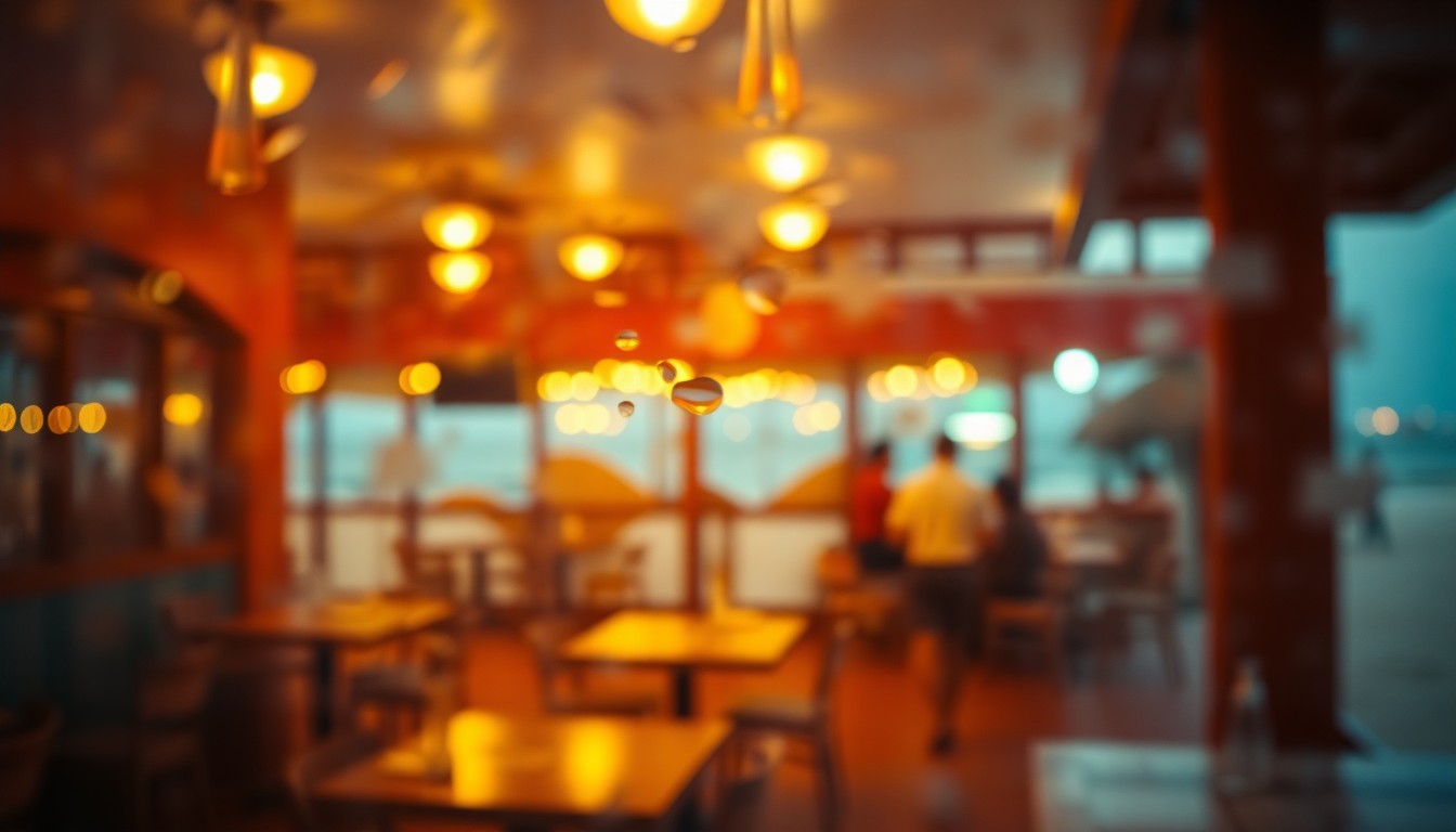 An impressionistic, blurred image of a beachfront scene, with soft, warm tones and a sense of nostalgia, representing the loss of a cherished community gathering place.