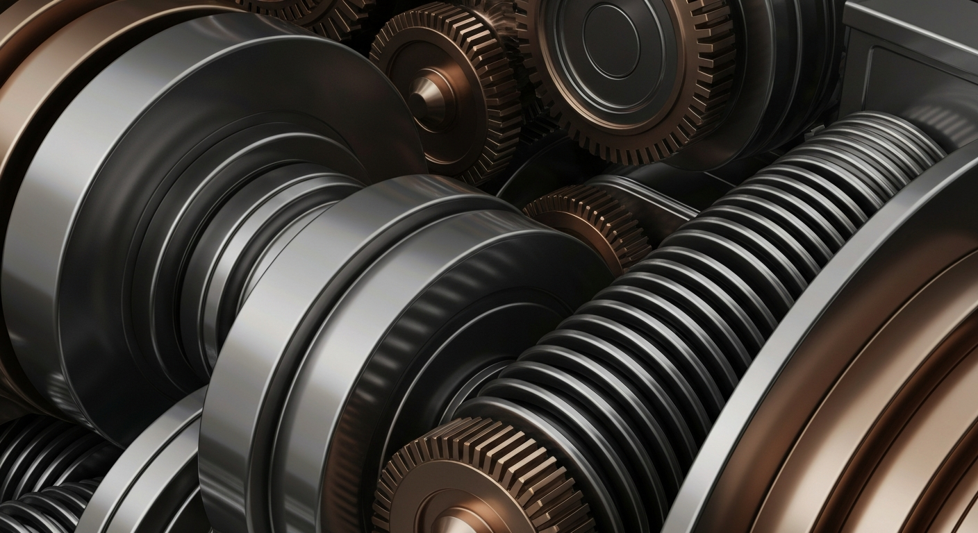 An extreme close-up of intricate, metallic banking machinery and gears, conceptually representing the institutional financial infrastructure behind cryptocurrency trading platforms.