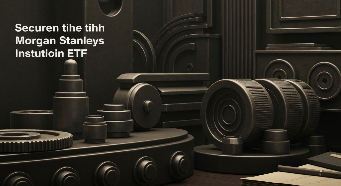 An extreme close-up of gears, levers, and other heavy industrial banking equipment, conveying the secure, institutional-grade infrastructure behind Morgan Stanley's new Bitcoin ETF.