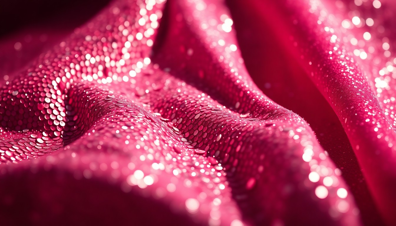 An extreme close-up photograph of shimmering, glittering sequins in a high-contrast, dramatic studio lighting setup, conceptually representing the glamour and energy of the FLO girl group's musical evolution.