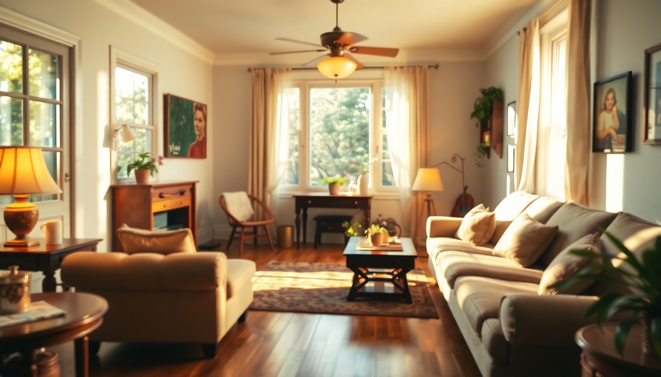 An extremely abstracted, out-of-focus photograph shot through condensation or rain-streaked glass, composed of soft pools of warm light and color that suggest the cozy, welcoming atmosphere of a well-appointed living room.