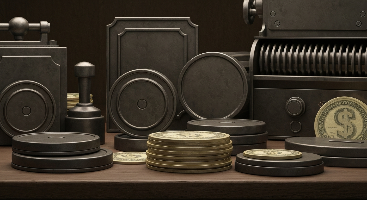 An extreme, cinematic close-up of heavy, industrial banking machinery and objects in a high-contrast, black-and-white style, conceptually representing the financial security and institutional power of the logistics real estate sector.