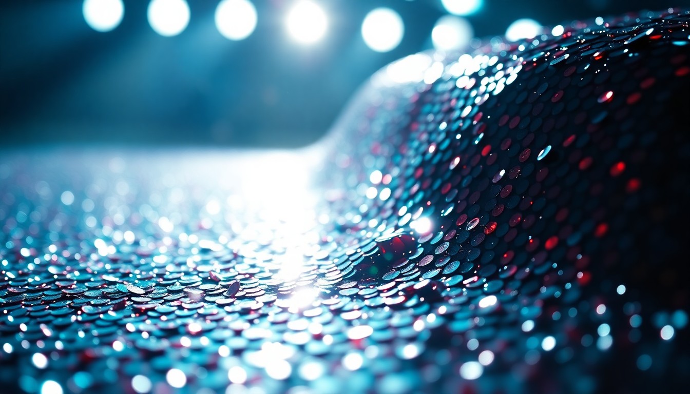 An abstract close-up image of shimmering, high-contrast sequins, evoking the glamorous world of the 'Euphoria' TV series.