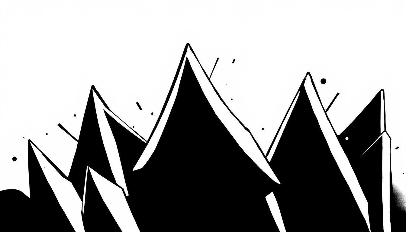 An abstract, minimalist illustration composed of stark black and white geometric shapes, conveying the raw energy and experimental nature of Fugazi's music.