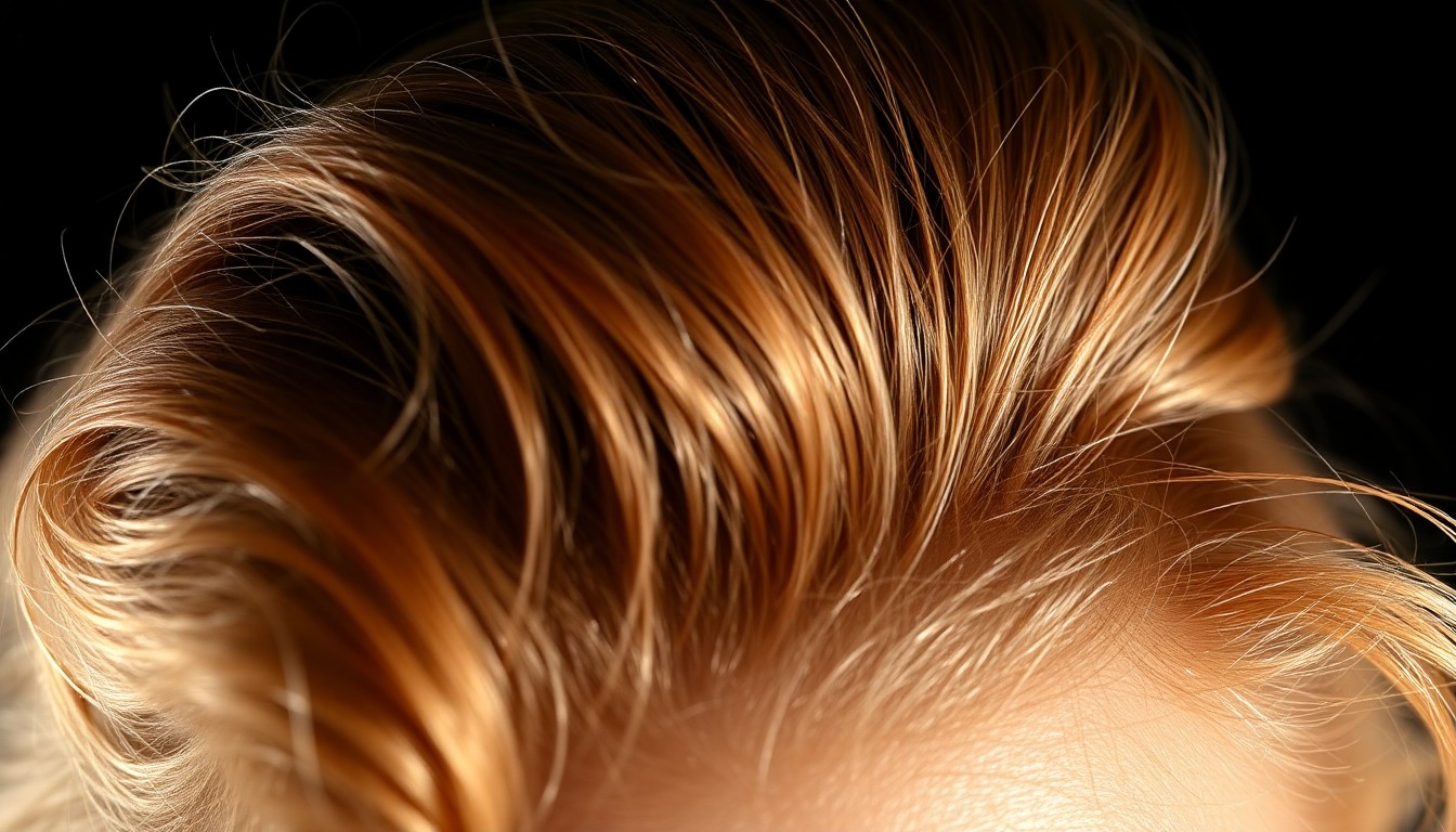 An extreme close-up photograph of Danielle Fishel's iconic wavy hair texture, captured in dramatic, high-contrast studio lighting to create a glitzy, high-fashion aesthetic.