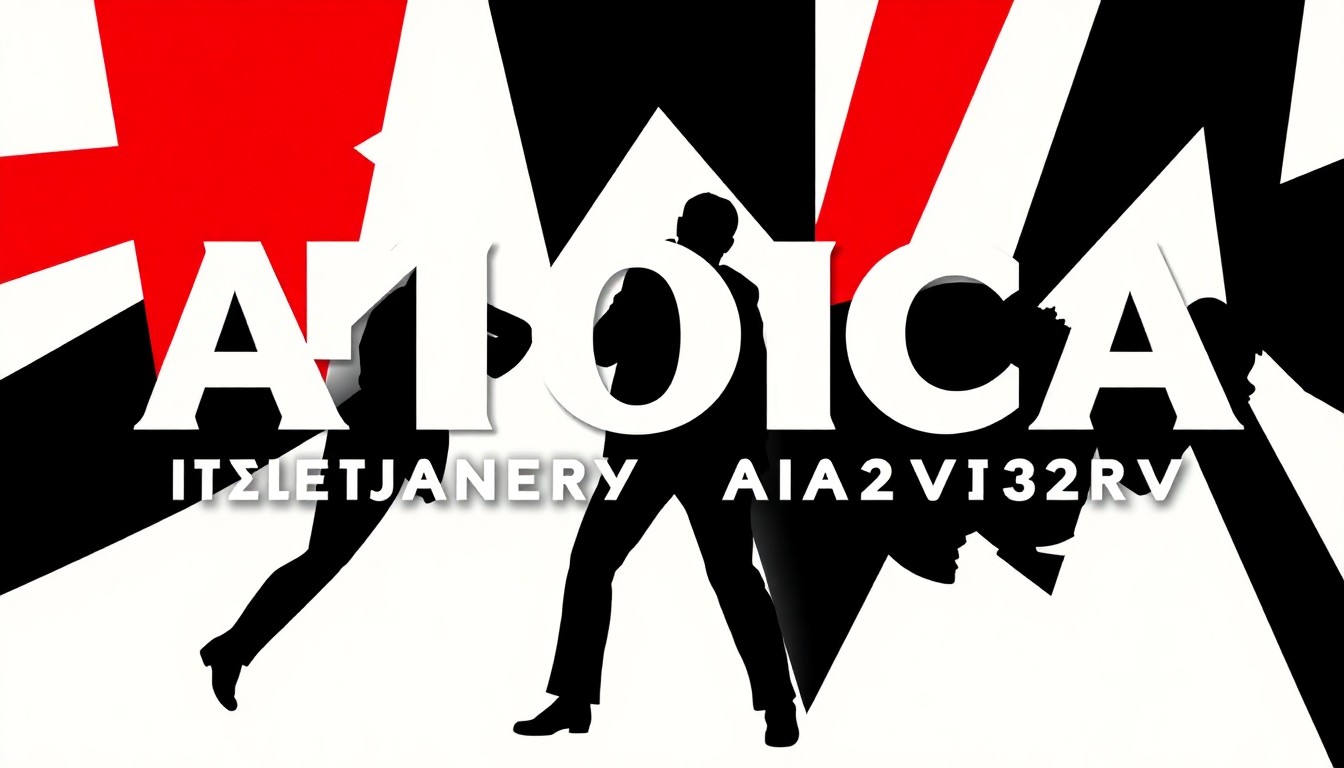 A bold, abstract illustration featuring stark, jagged geometric shapes in red, white, and black, conceptually representing the energy and diversity of a musical celebration for America's 250th anniversary.