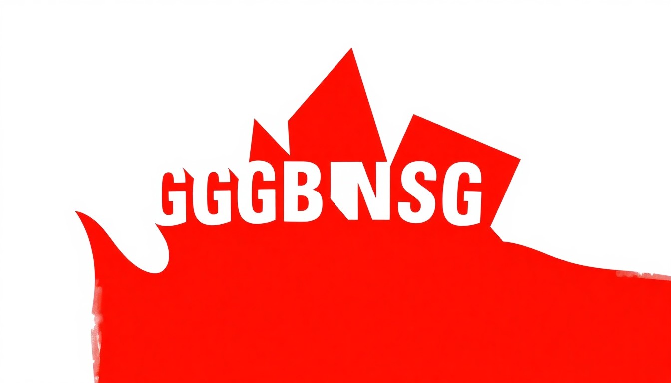 An abstract, minimalist illustration featuring bold, jagged geometric shapes in red and white, conceptually representing the strategic and playful elements of the GGBGNSSG card game.