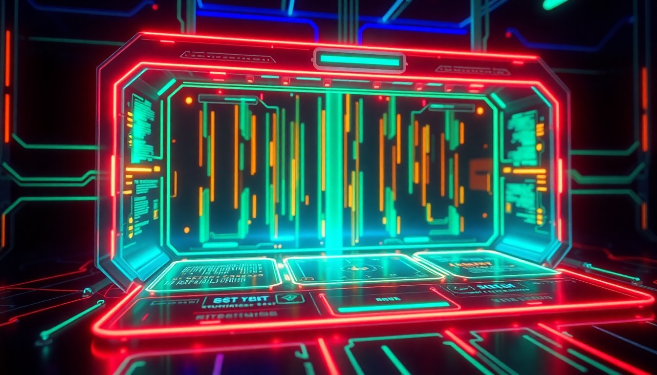 A highly detailed 3D illustration of a glowing, futuristic digital interface with pulsing neon lights, representing the technology that enables direct communication between journalists and their audience.