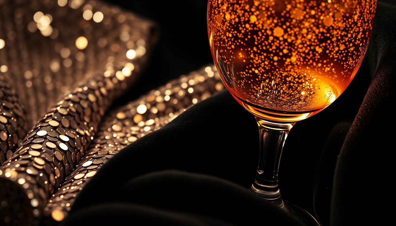 An extreme close-up of luxurious, high-fashion textures like sequins, glass, and velvet, captured in dramatic studio lighting to create a glamorous, conceptual illustration of the 'Laguna Beach' reunion.