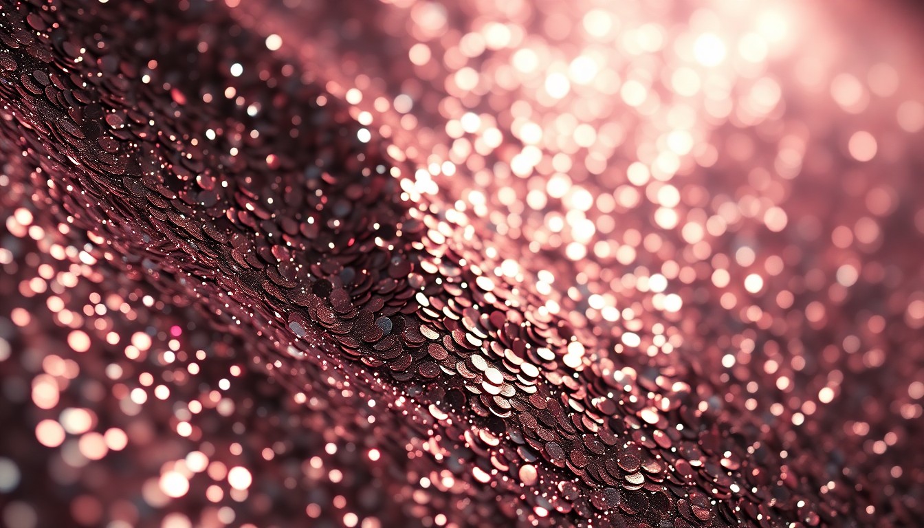 An extreme close-up photograph of shimmering, glittery sequins in dramatic, high-contrast studio lighting, evoking the glamour and nostalgia of early 2000s pop culture.