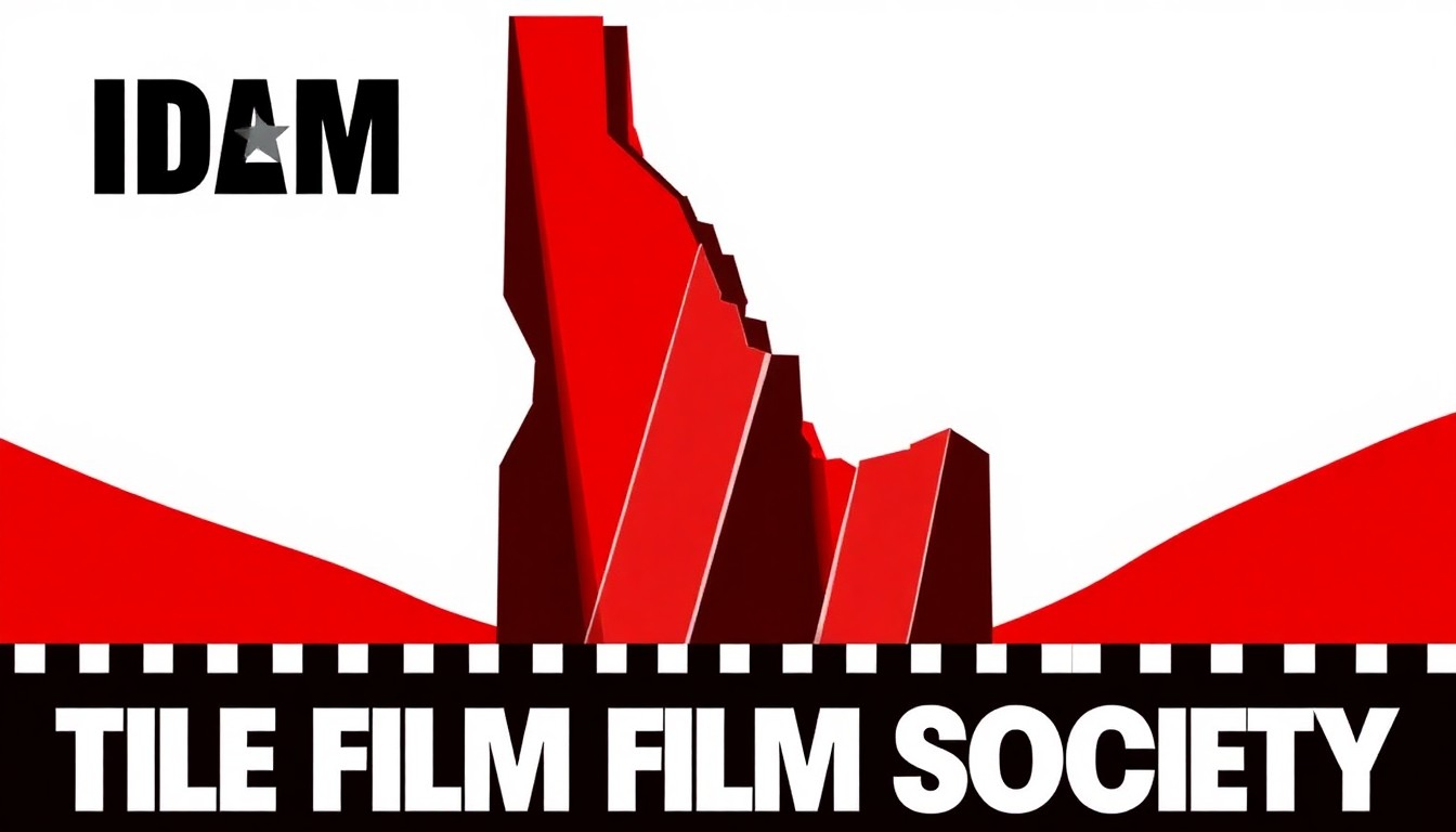 A striking abstract composition of geometric shapes in bold red and white, conceptually representing the Idaho Film Society's efforts to elevate the state's film industry.