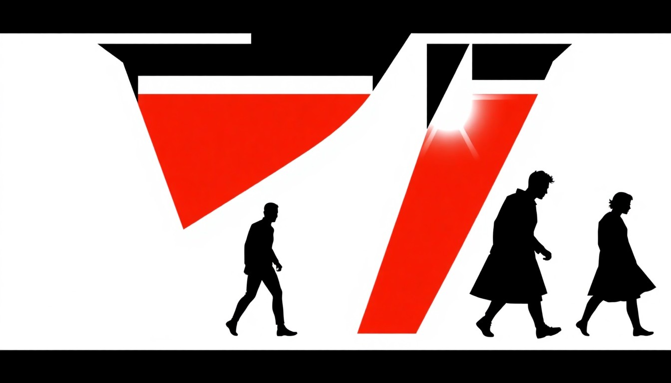 An abstract, minimalist composition of jagged, geometric shapes in bold red and black, conceptually representing the Tron franchise and its digital aesthetic.