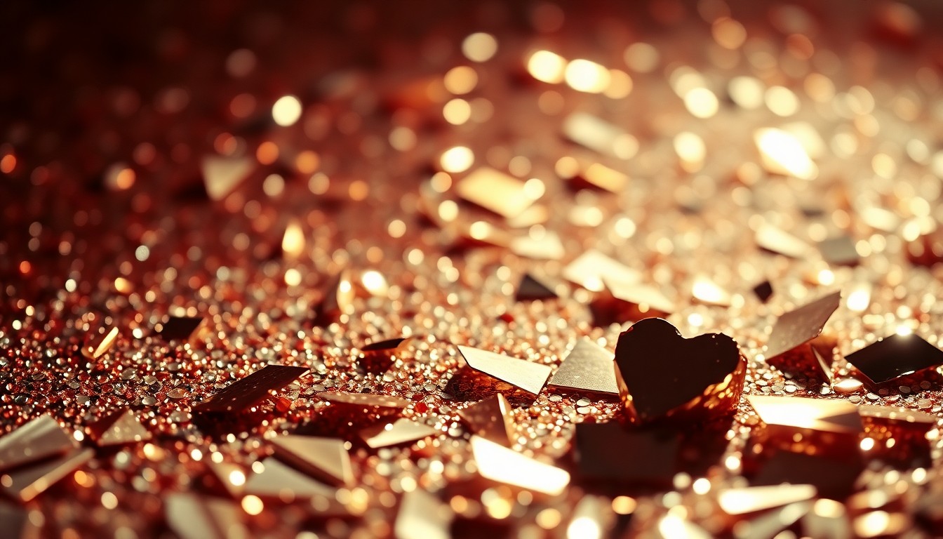 An abstract close-up photograph featuring a dramatic, high-contrast composition of glittering sequins and shattered glass, conveying the glamour and nostalgia of classic Hollywood cinema.