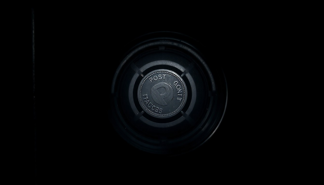 An extreme close-up photograph of a parking meter coin slot, lit by a harsh, direct camera flash against a pitch-black background, creating a stark, gritty, investigative aesthetic.