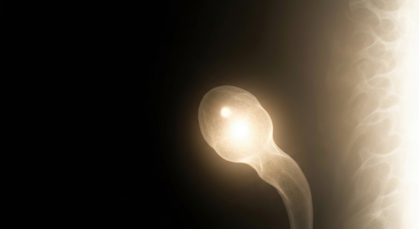 A translucent, ghostly X-ray image revealing the internal structure of a human colon, with a glowing, ghostly polyp visible, conceptually representing the early detection and removal of a cancerous growth.