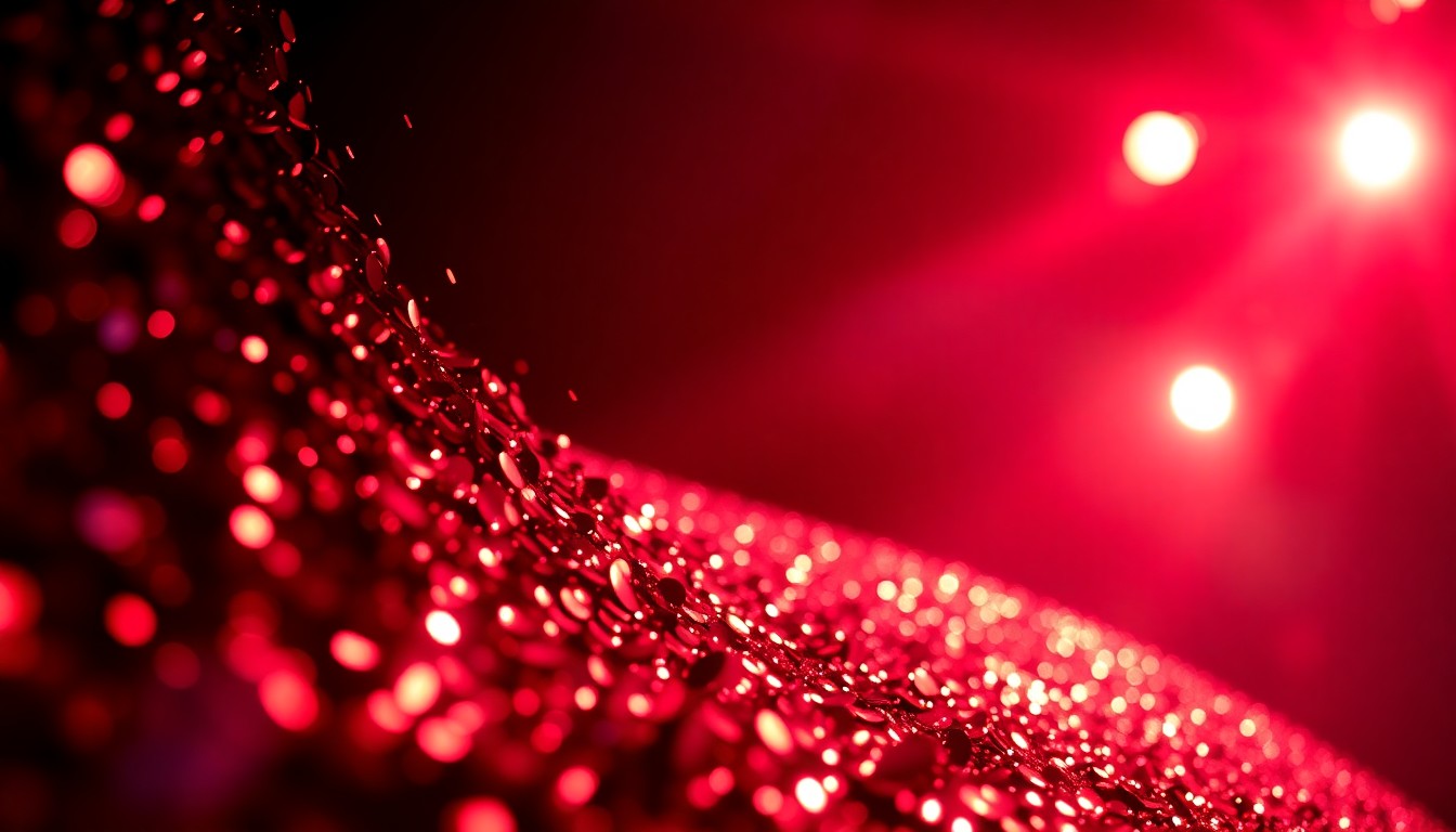 An abstract close-up photograph of shimmering, high-contrast sequins under dramatic studio lighting, conceptually representing the glamour and energy of a rock star opening a new restaurant.