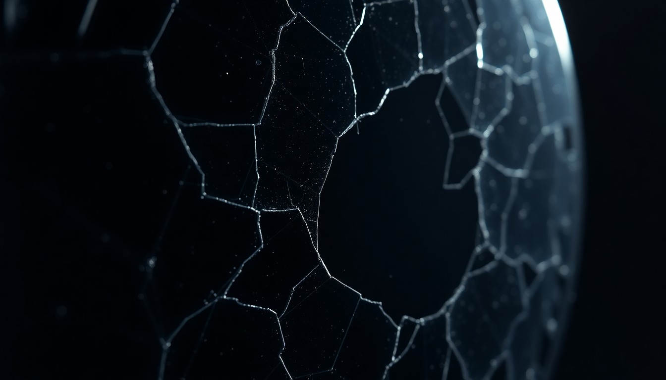 An extreme close-up photograph of a cracked, glittering film reel in dramatic studio lighting, conveying the emotional texture of a personal journey through mental health struggles.